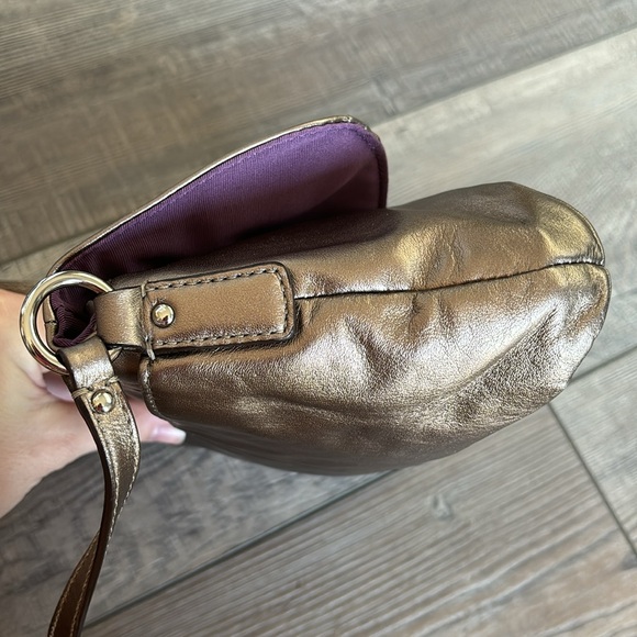 Coach Bronze Leather Flap Crossbody Bag - Picture 8 of 12